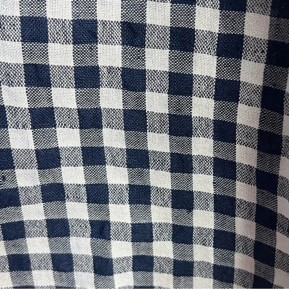 J.MCLAUGHLIN $198 Sadie Gingham Dress Size 6 Navy & White Linen Tie Waist - Picture 8 of 13